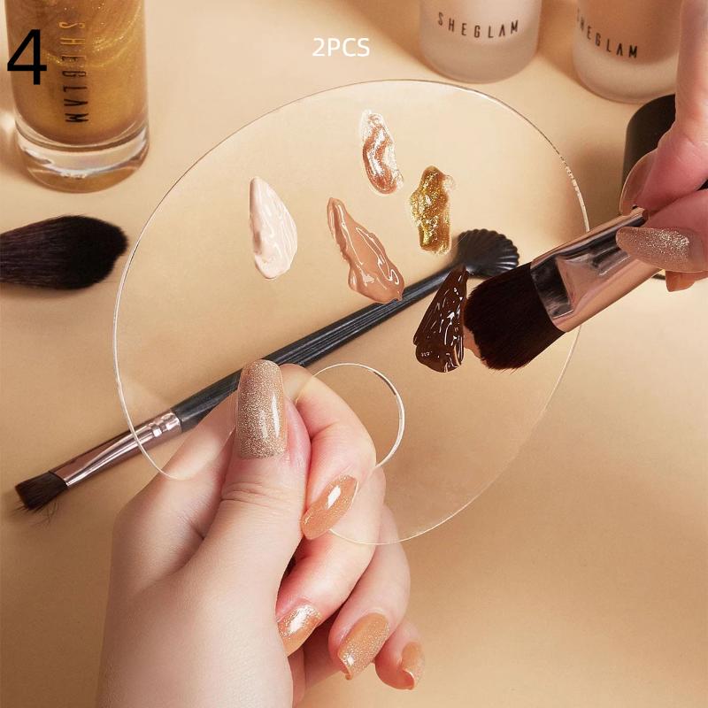 2Pcs Transparent Acrylic Makeup Palette Liquid Foundation Mixing Cream Manual Cosmetic Beauty Makeup Mixer Beauty Tool