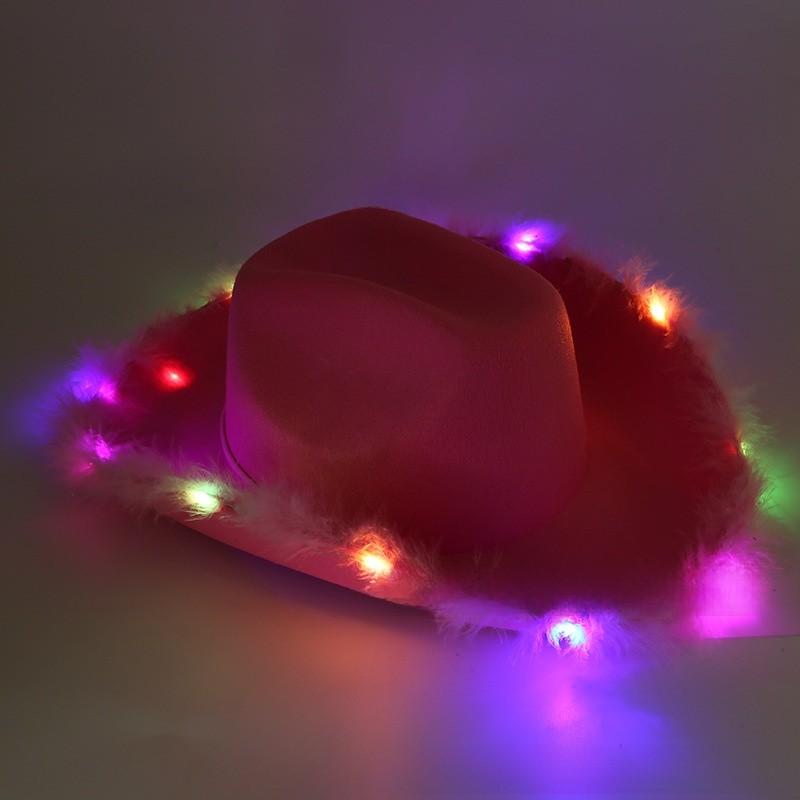 Breathable Cowboy Hat With Bright Led Trim And Large Brim For Outdoor Activities