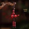 Cinnabar Gourd Keychain with Lotus Tassel Pendant and Benmingnian Car Charm