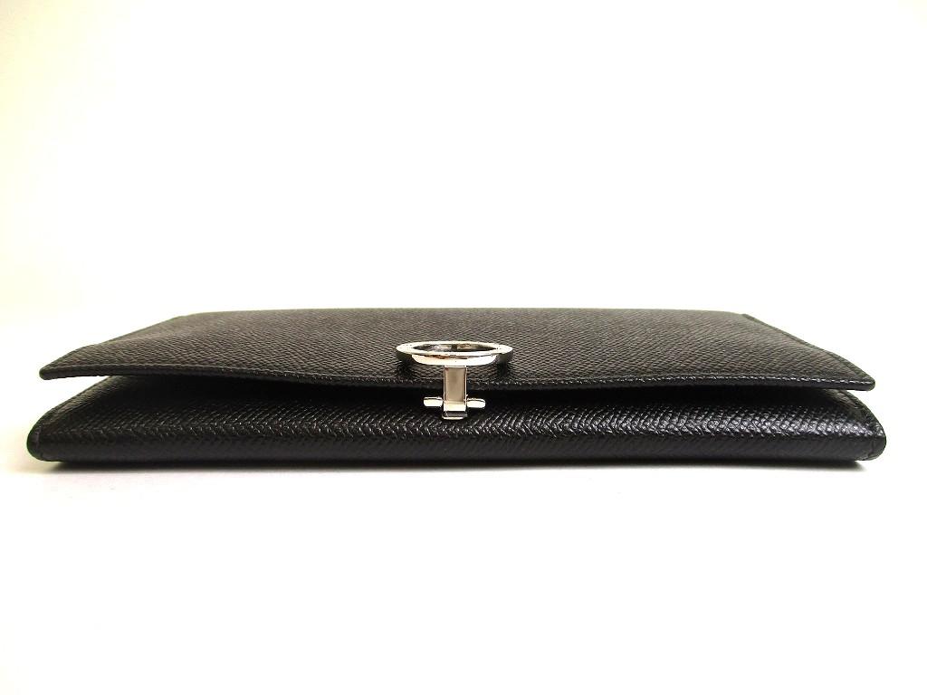 Authentic BVLGARI Black Leather Logo Clip Flap Long Wallet #a800  Refurbished