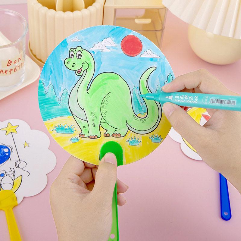 Children's DIY Cartoon Round Fan Coloring Kit