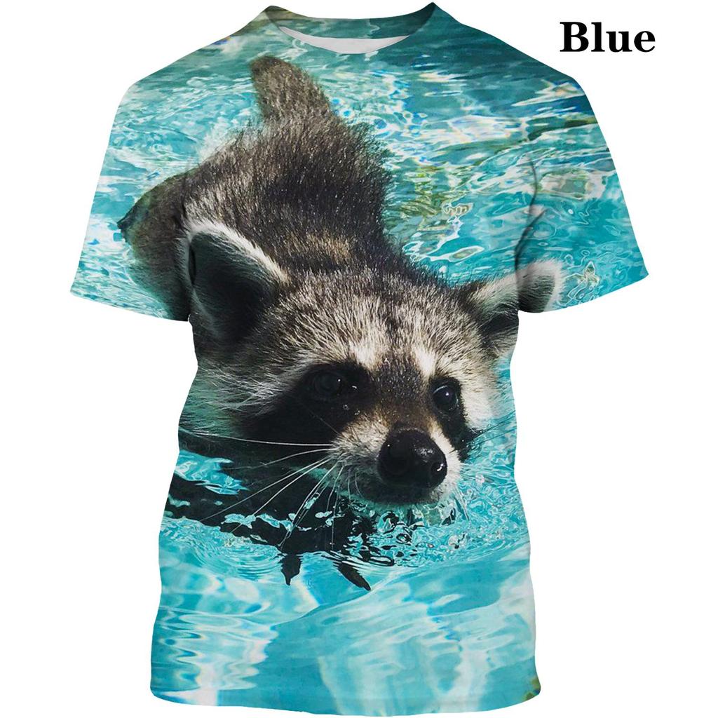 Fashion Cute Animal Raccoon Unisex 3D Printing Casual Short Sleeve T-shirt