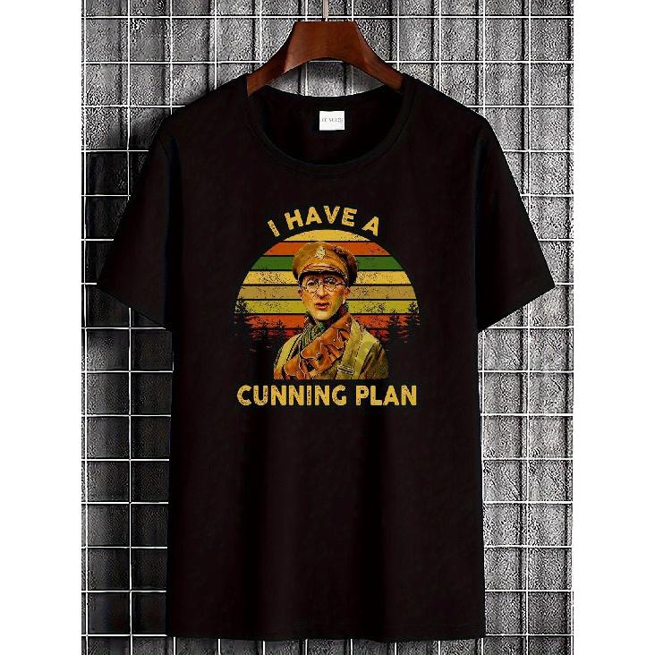 Blackadder TV Show Baldrick I Have a Cunning Plan Vintage Graphic T-Shirt Unisex Soft Breathable Round Neck Tee with Baldrick & Blackadder Design, S чёрный
