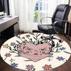 1pc Heart Flowers Office Round Area Rug,  Mat Suitable For Office, Under Office Chairs Bedroom Living Room Home Decor, Room Deco
