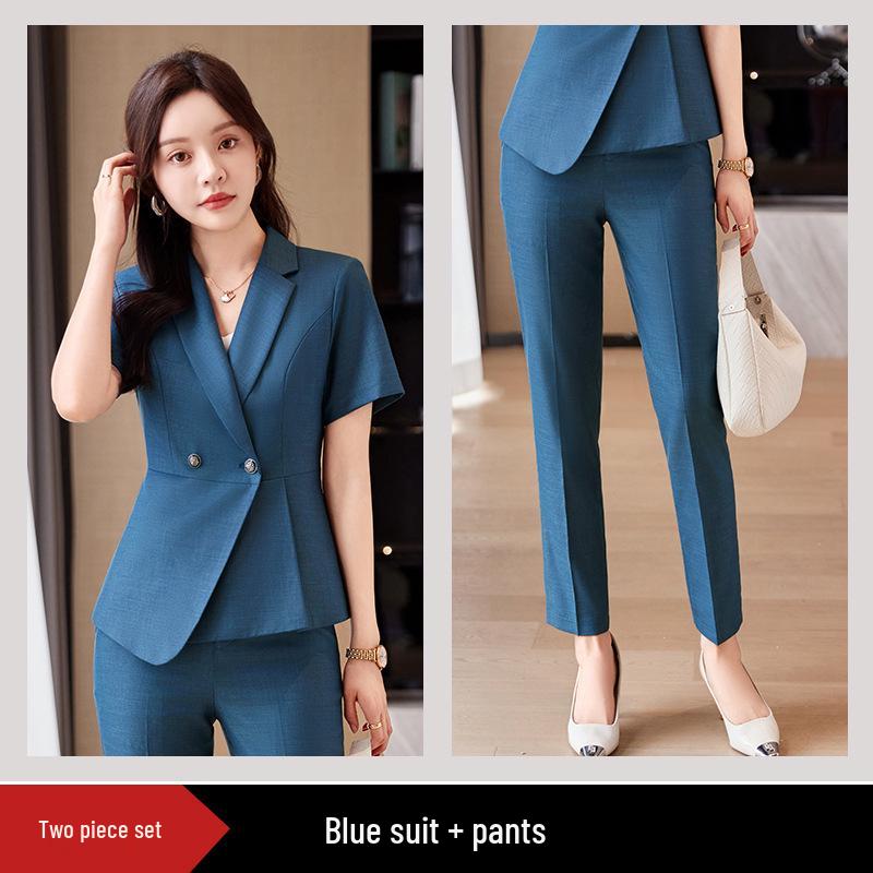 Premium Women's Formal Summer Suit Set: Beautician & Hotel Workwear Skirt