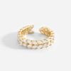 Vacuum Electroplated Gold Small Ornaments, Brass Strip with Zircon Jewelry, Shiny Full Women's Open Ring Jewelry.