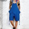 INCERUN Men Strap Sleeveless Casual Loose Cropped Cargo Rompers Jumpsuits