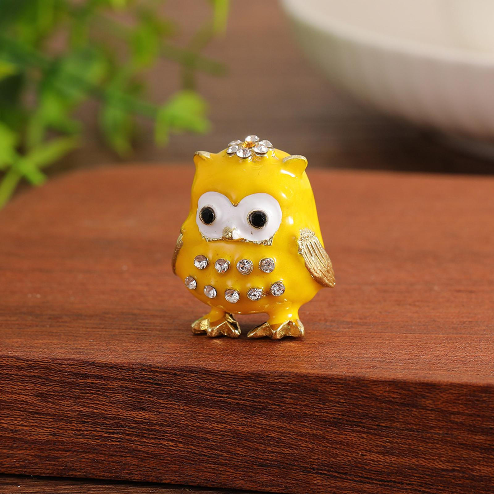 

Jewelry Box Owl Trinket Collectible Desktop for Women Organizer Figurine Charms жовтий