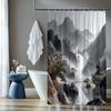 1Pc Landscape Shower Curtain With Natural Mountain And Water Painting Elements, Featuring Serene Scenery Of Clouds, Mist, And Gu