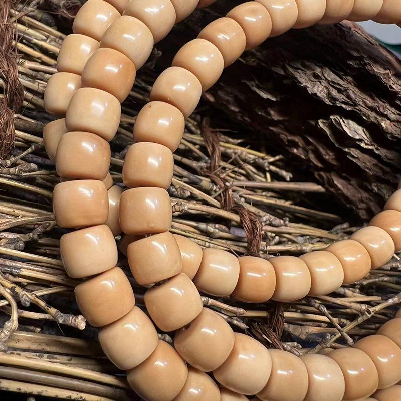 Drage Rygg Bodhi Bønneperler Armbånd - Utkåret Dragebein Original Frukt, 108 Perler for Menn og Kvinner