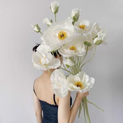 41.34 İnç Sahte Papaver Rhoeas Yapay Çiçekler Uzun Saplı Gerçekçi Sahte Gelincikler Yer Vazosu Ev İç Mekan Dekorasyonu Düğün