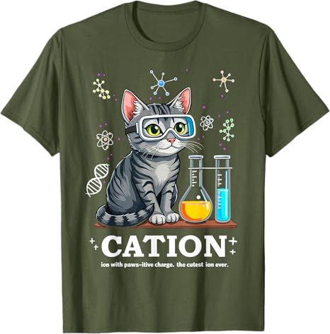 Cat Chemistry Humor Science Teacher Gift for Cat Mom Dad TShirt Funny Chemist Lover Graphic Outfit Saying Tee Short Sleeve Tops