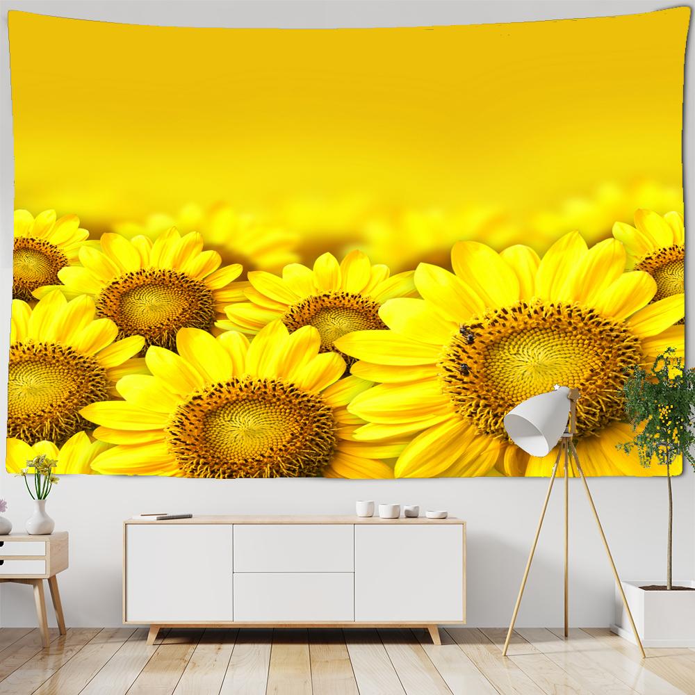 Sunflower Flower Tapestry Wall Hanging Cloth 3D Printed Beach Towel Floral Landscape Wall Carpet Yoga Mat Home Decor Tapestries