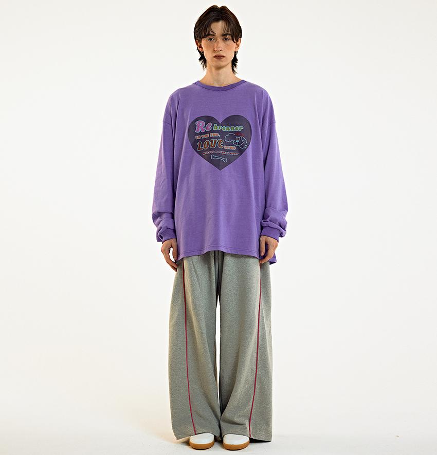 REBRENNER Oversized Pigment Love Dog Long Sleeve Purple