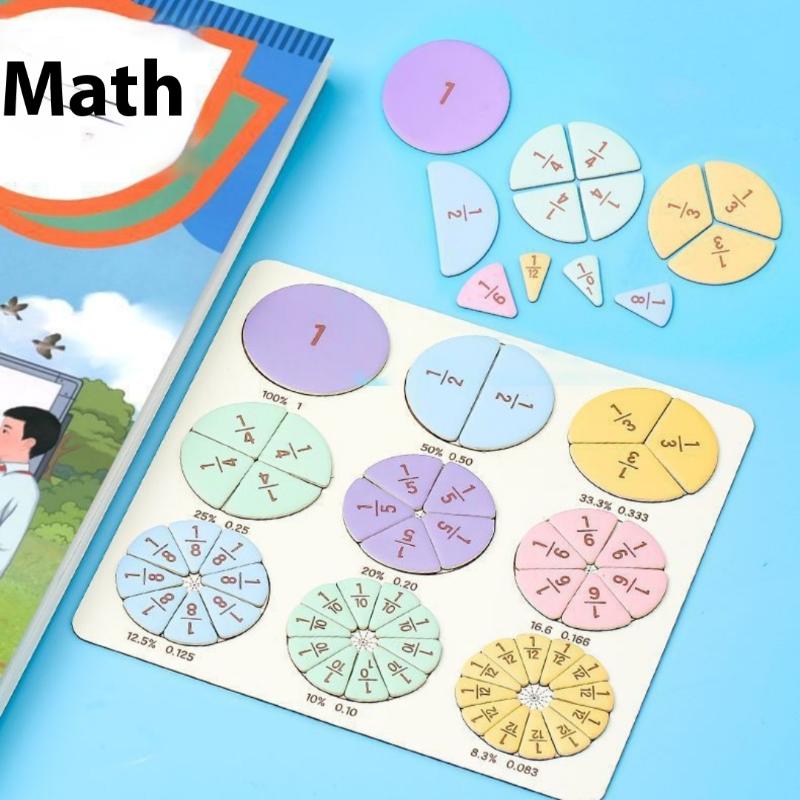 1 Set Kids Magnetic Fraction Tiles & Fraction Circles Math Manipulatives For Elementary Magnetic Fraction Educational Puzzle Toy
