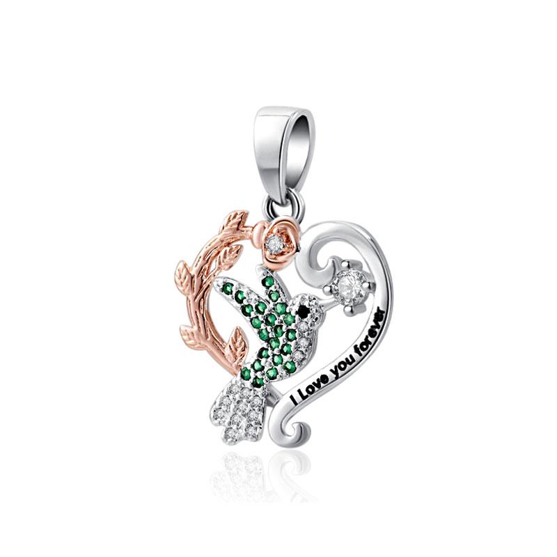 NEW Fine S925 Silver Pink Glass Flamingo Dangle Bead Pendat Fit Original  Bracelet Jewelry Shiny Colored Zircon Bird Charm