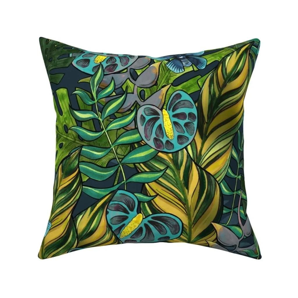 Tropical Flower Leaf Pillowcase Office Living Room Home Pillowcase Car Ornaments