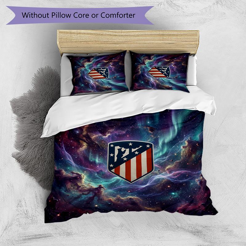 Set Biancheria da Letto 3 Pezzi con Stampa Atletico Madrid Morbido Delicato sulla Pelle Lavabile Copripiumino e Federe Set per Tutte le Stagioni Camera da Letto