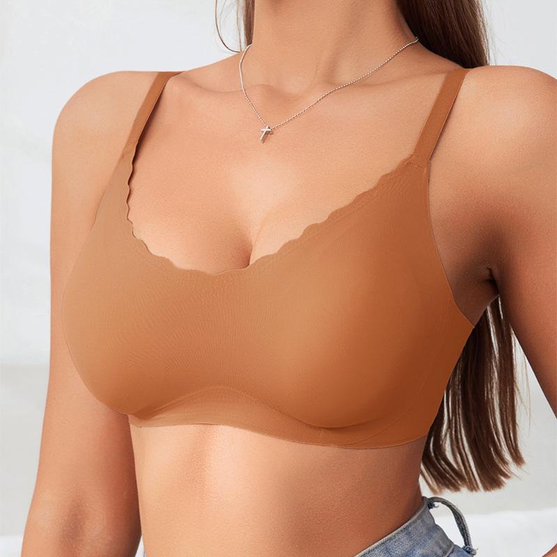 

Европейский и американский женский бесшовный беспроводной гелевый бюстгальтер – Мягкий, против провисания, с поддержкой на тонких бретелях Large имбирный/жёлтый