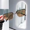 Photosensitive Trend Flat Mirror Ruffian Handsome Half Frame Color-Changing Glasses High Definition Anti-Blue Light Sven Can Be Matched With Degree