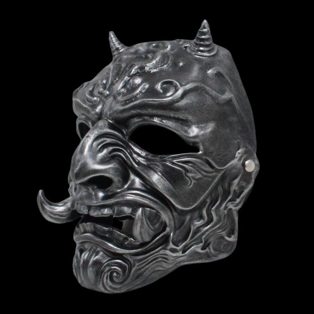 Japanese Hannya Resin Mask With Ancient Silver Finish For Christmas And Halloween