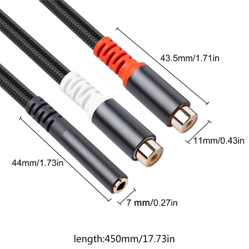 Phono To 3.5mm AUX Cable, 3.5mm 1/8 To Phono 2-Female Headphone Adapter Y Splitter Stereo Music Cord for Tablets
