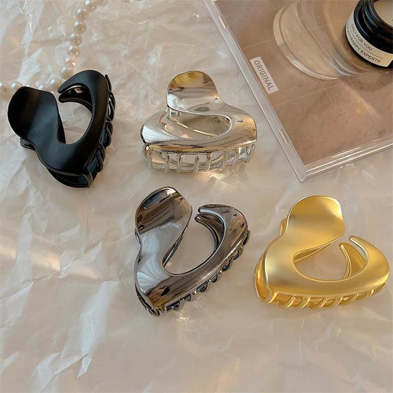 Light Luxury Irregular Geometric Hollow Shaped Hairpin Advanced Multicolor Metal Shark Clips Simple Hair Accessories