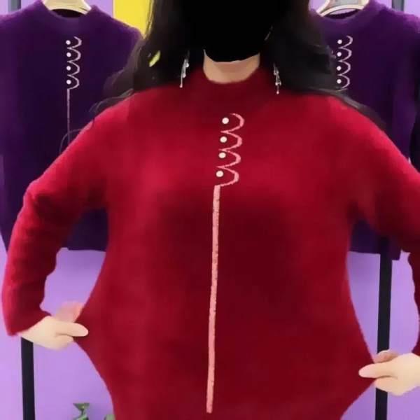 Double-Sided Fleece-Lined Semi-High Collar Slimming Shirt for Women (Spring 2024)