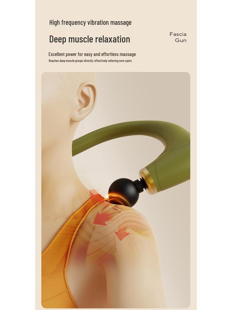 Curved Long-Handle Fascia Gun Massager for Neck, Shoulder, Waist, and Back