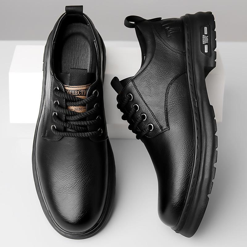 Spring and Autumn new men's handmade online casual leather shoes men's retro big head wear-resistant lace-up leather shoes men