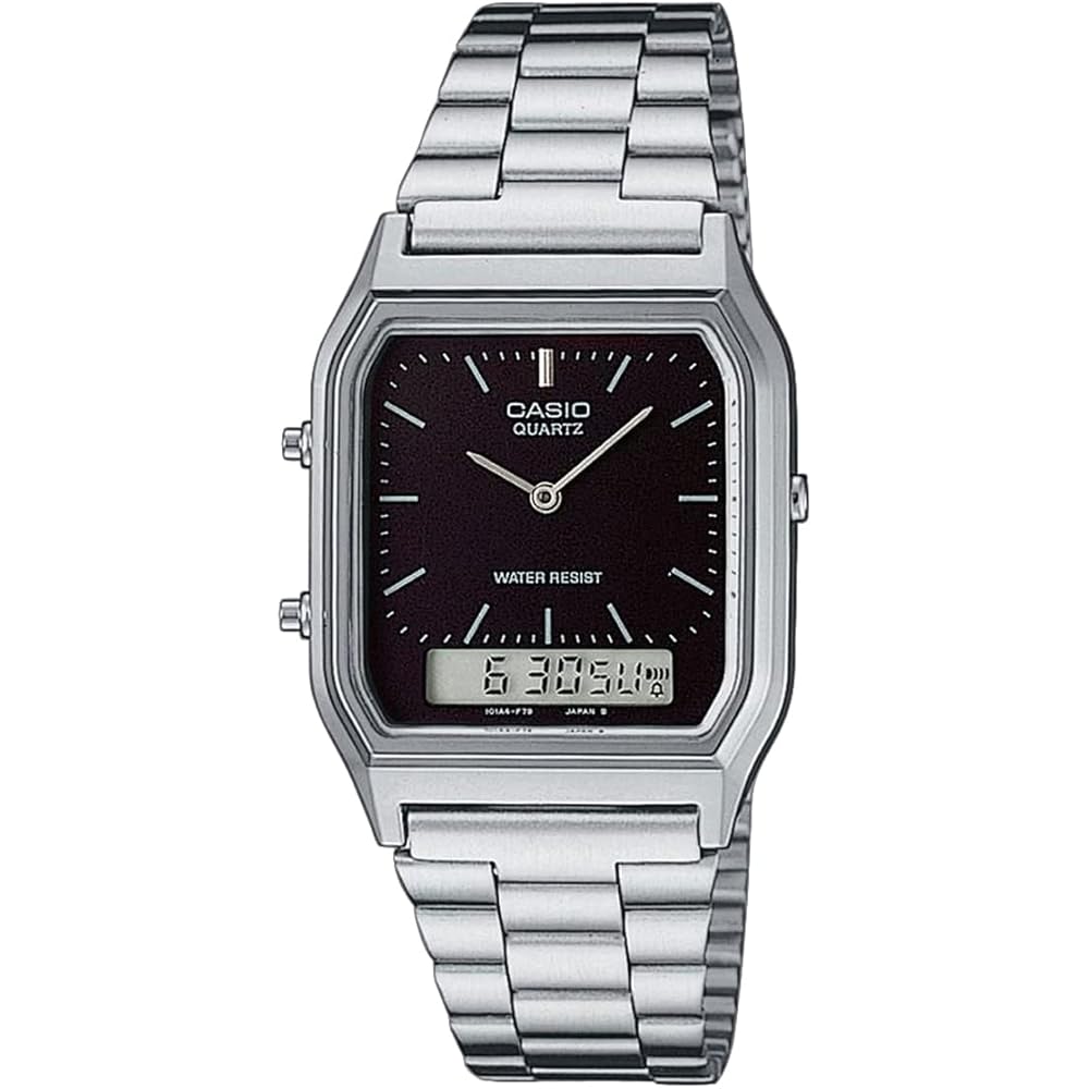 Casio AQ230A-1 Men s Analog Digital Dual Time Watch Black Overseas Model
