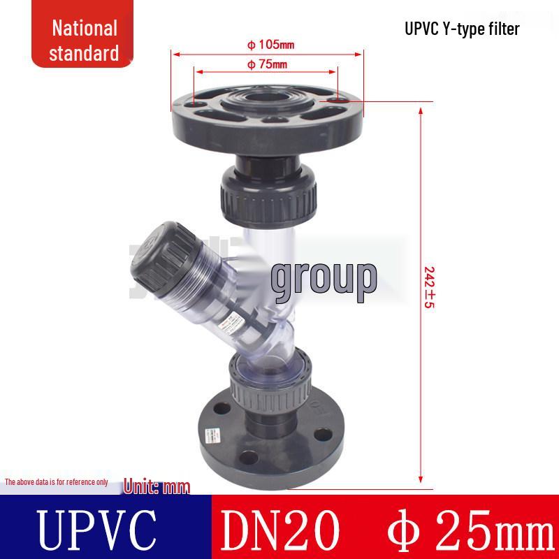 Corrosion-Resistant Transparent UPVC Y-Type Flange Filter for Chemical Industry