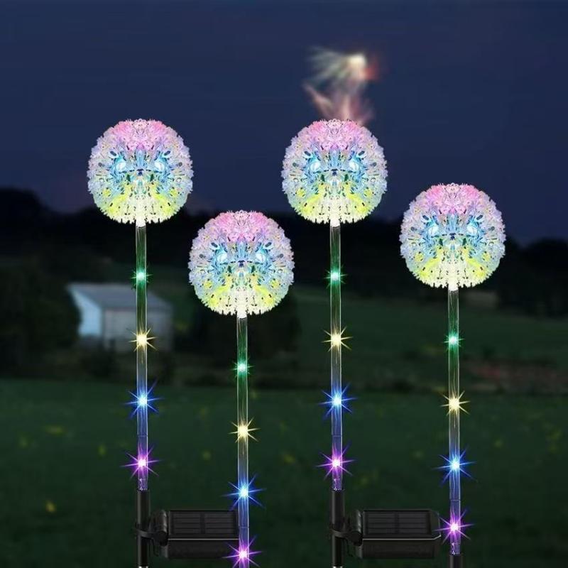 Solar Powered Dandelion Garden Lights With Rgb Color Changing And Waterproof Perfect For Yard Patio Pathway Decor