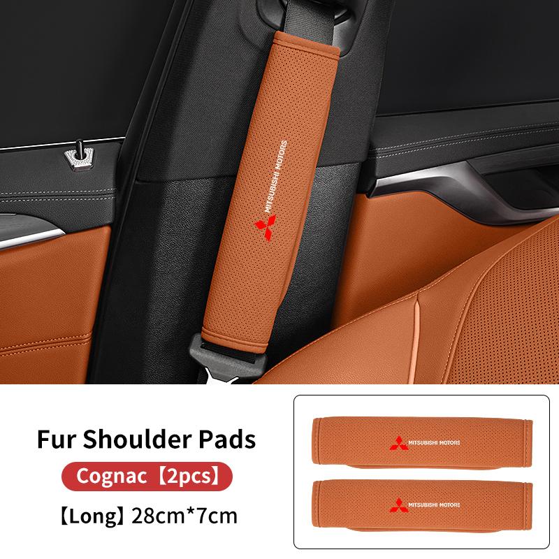 For Mitsubishi Breathable Car Logo Seat Belt Shoulder Cover Strap Padding Protection Mat Outlander Lancer Eclipse Mirage Xpander