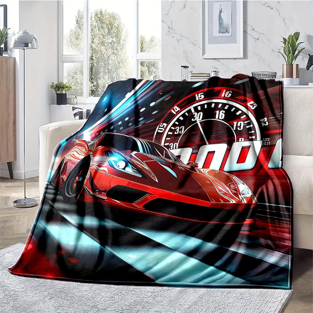 Racing Theme Printed Blanket - Perfect for Couch, Bed, Travel & Outdoor Use | Machine Washable, Cozy & Durable.