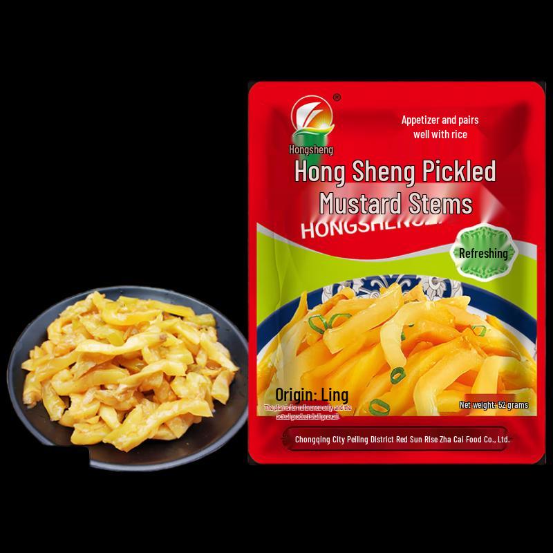 HongSheng Fuling Zha Cai Spicy Pickled Mustard Tuber 52g x 50 Bags