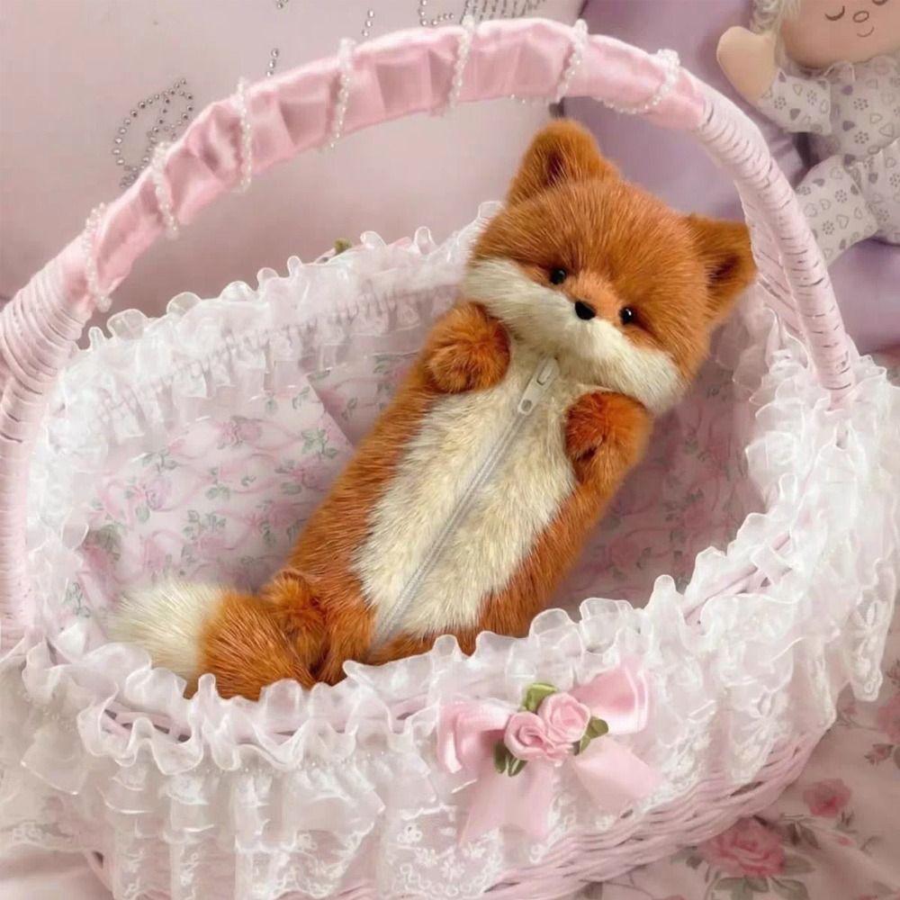 Fuchs-Form Federmäppchen Plüsch Schreibwaren Aufbewahrungstasche Niedliche Stifttasche Schüler