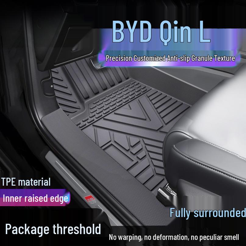 BYD Qin L EV DM-i Waterproof TPE Floor Mats with Full Coverage and Door Sill Protection Single-layer Upgrade: TPE Mats