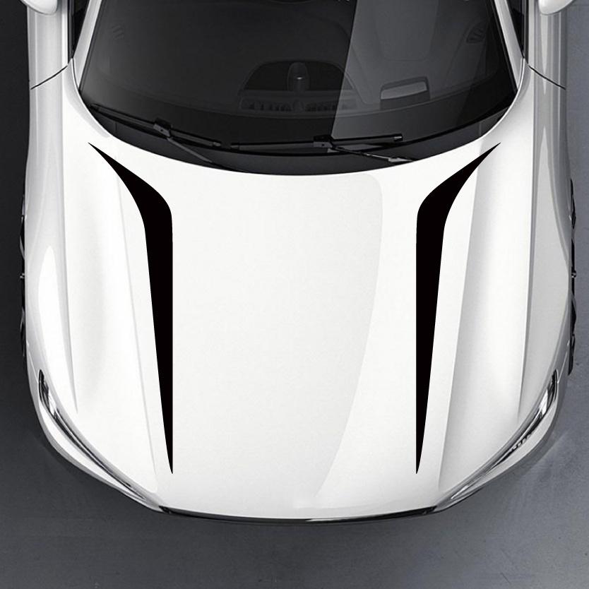 2pcs Car Stickers Striped Engine Hood Body Vinyl Decals Hood Cover Stickers New Professional Universal Styling Auto Decoration