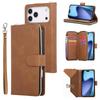 Apple 17 Pro Max Nine-Card Zipper Protective Leather Case for iPhone Air/16E
