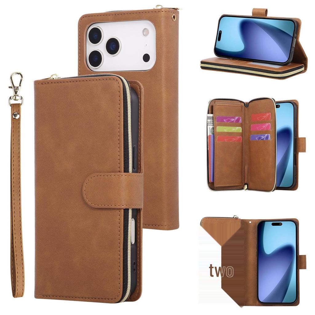 Apple 17 Pro Max Nine-Card Zipper Protective Leather Case for iPhone Air/16E