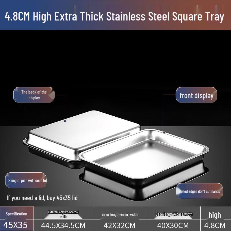 Extra Large Stainless Steel Rectangular Food Pan