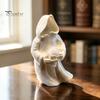Desktop Scary Decor 3D Printed Glow In The Dark Skull Ornament, Gothic Hooded Ghost Statue Handheld for Halloween Decoration, Luminous Resin Figurine