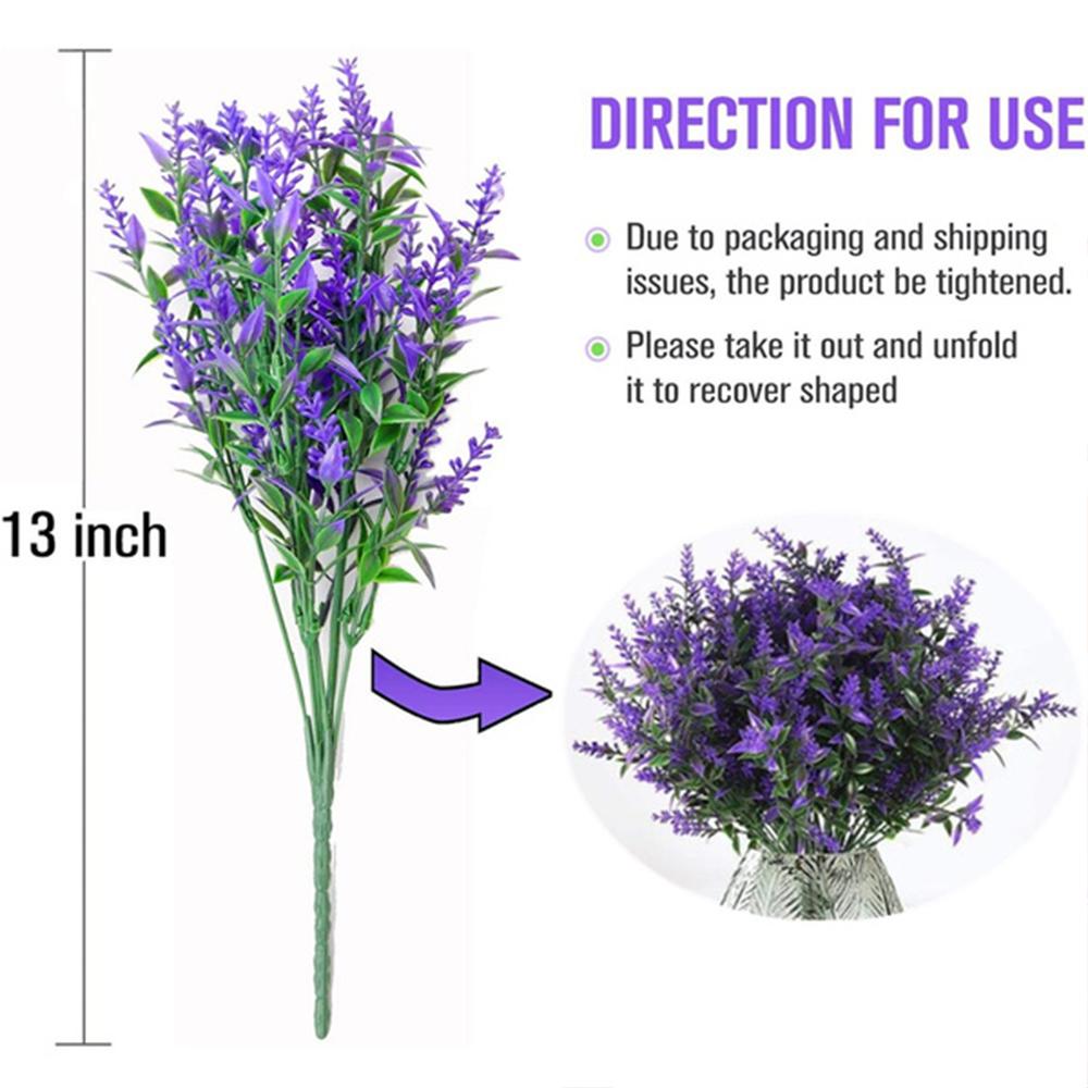 8 Stück Künstliche Blumen Violett Lavendel Faux UV-beständig Unechte Blumen Plastikpflanzen Deko Hochzeit Brautstrauß Büro Tisch
