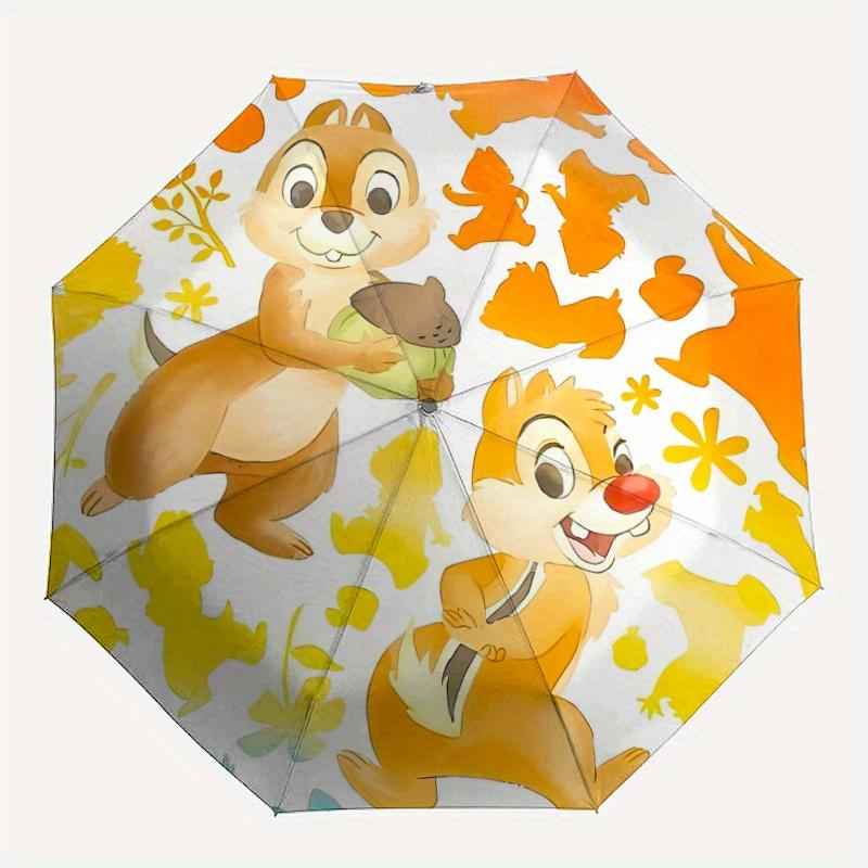 Lively Chip & Dale Automatic Opening and Closing Cartoon Umbrella - Lightweight 3-Fold Design, Suitable for Fans, Travel, Daily Use - Offici