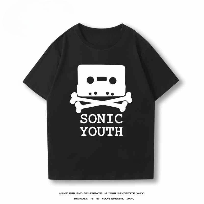 

2025 Новая футболка Sonic Youth с коротким рукавом Мужская и женская Хлопковая Весенне-летняя Новая Топ Рок-группы Рукав три четверти Уличная одежда M