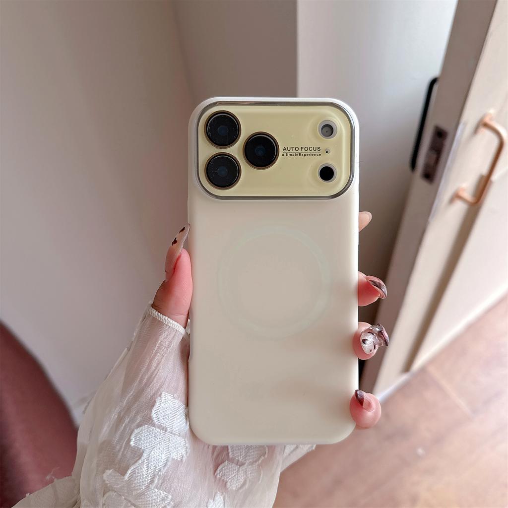 Luxury For Magsafe Jelly Large Window Silicone Case for iPhone 17 16 15 14 Pro Max Magnetic Wireless Charging Shock Matte Cover