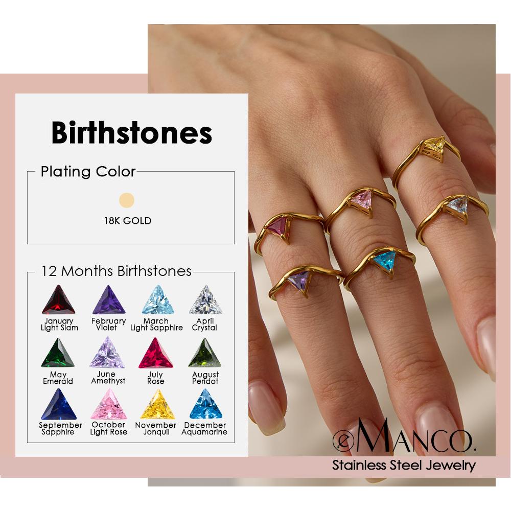 EMANCO Stainless Steel Birthstone Ring for Woman Simple Style Ring Festival Party Fashion Jewelry Dropshipping 48-Hour Shipping