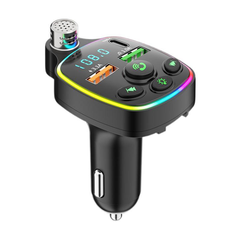 Q11 Bluetooth MP3 Car Charger with Atmosphere Light and Dual PD Fast Charge