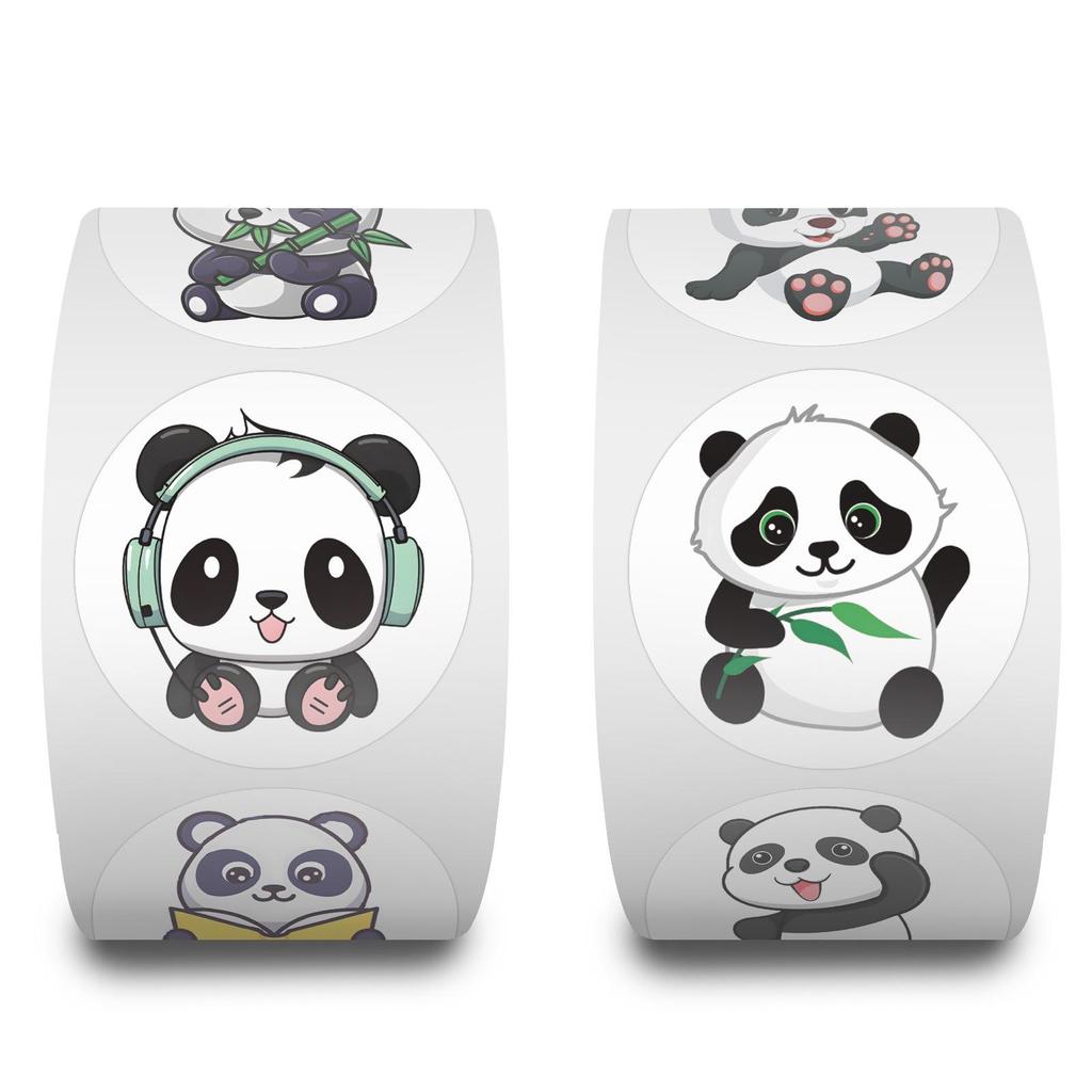 Cartoon Panda Animal Planner Stickers - 500 Stickers/Roll for Decoration